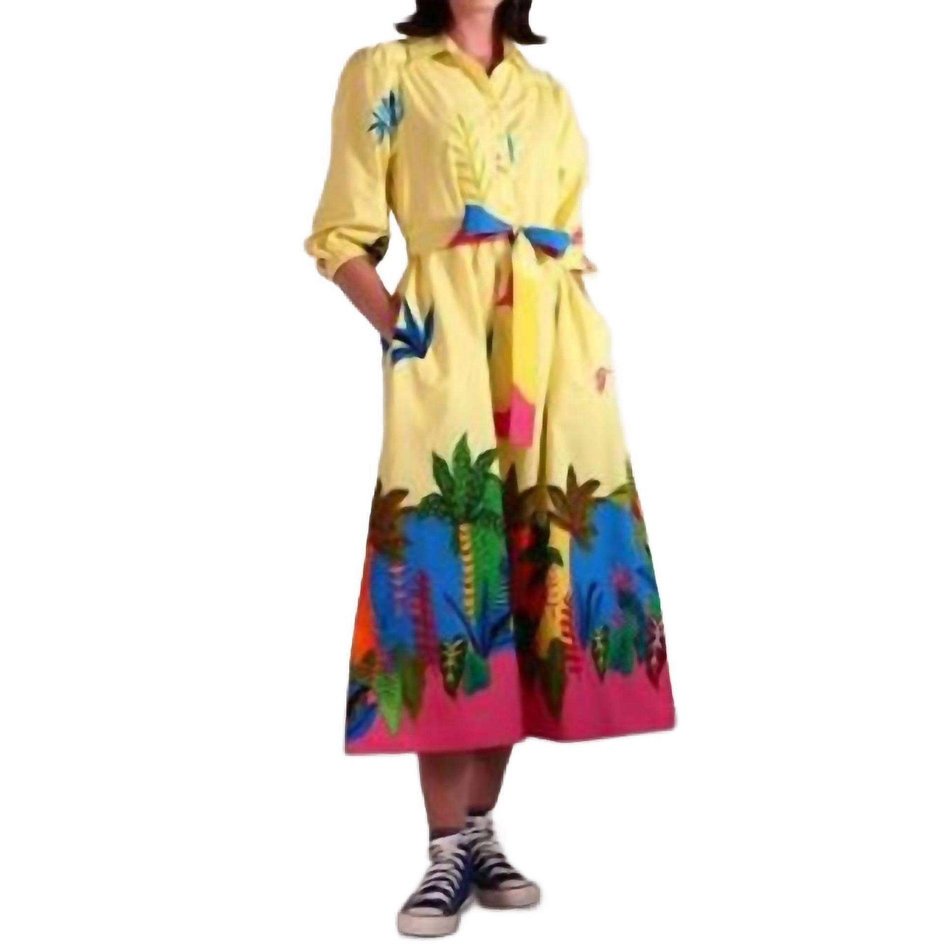 New Maude Vivante Remi Cotton Poplin Dress In Tropical Patchwork Print